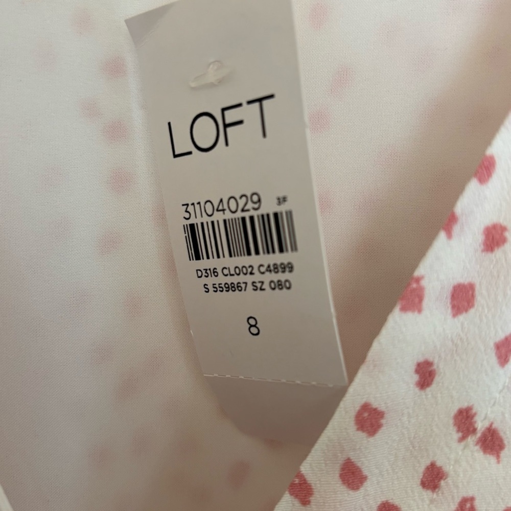 Loft 8 NWT white long flecked flutter sleeve midi… - image 4